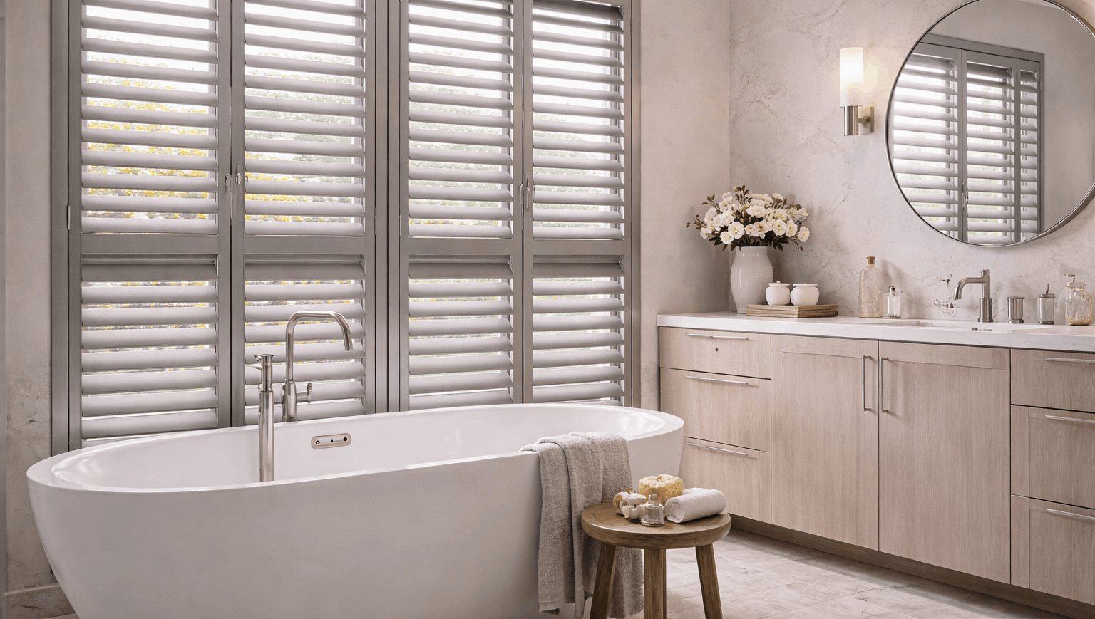 Aluminium interior shutters with sleek modern design for large windows