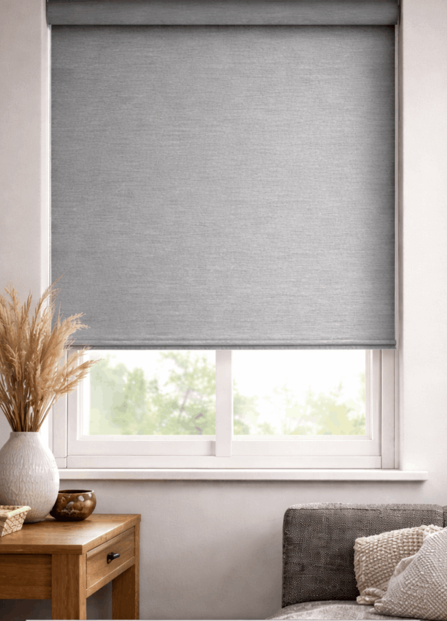 Window with minimalist roller blinds for light shading