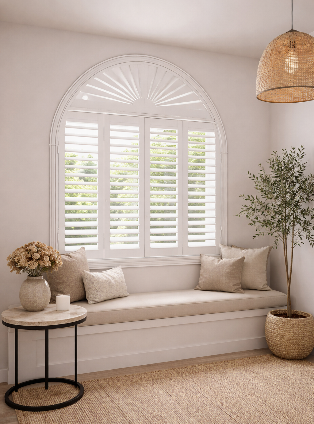 Atypical shaped window plantation shutters Hampshire — bespoke fitted by Shutters by Balaz