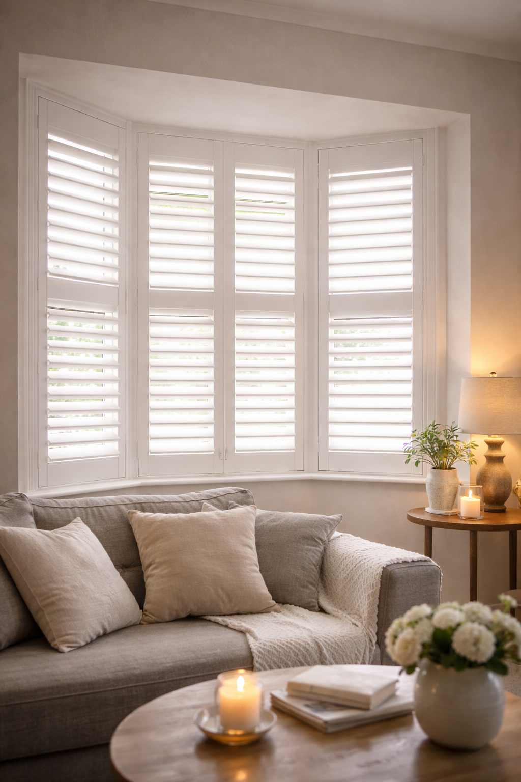 Bay window shutters Hampshire bright room — Shutters by Balaz Basingstoke Reading Newbury
