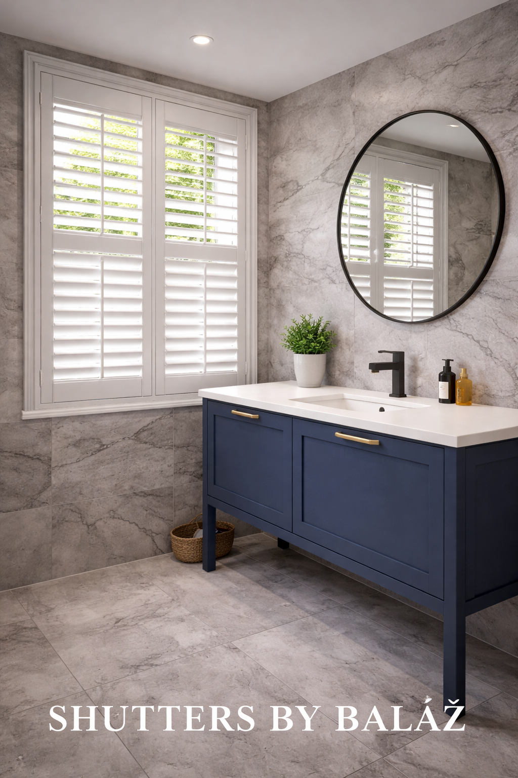 Before and after tracked bi-fold plantation shutters Hampshire — window transformation by Shutters by Balaz