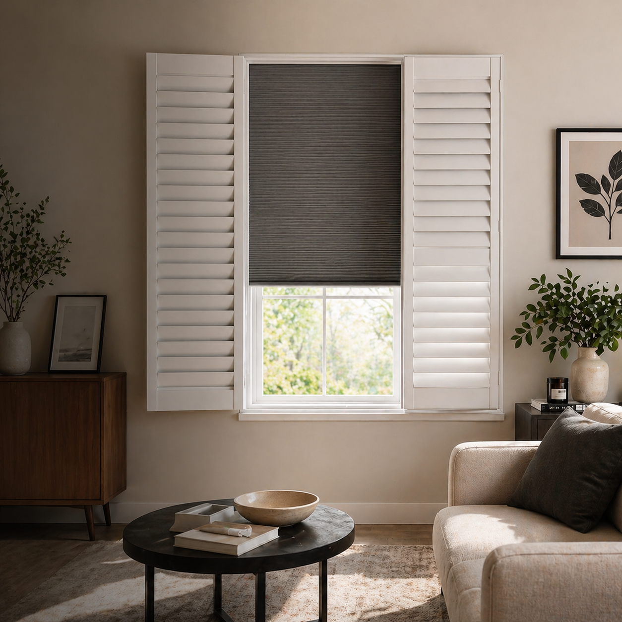 Blackout plantation shutters Hampshire bedroom windows — complete darkness on demand